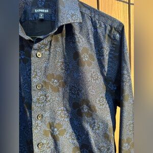 Express Black and Blue Patterned Shirt